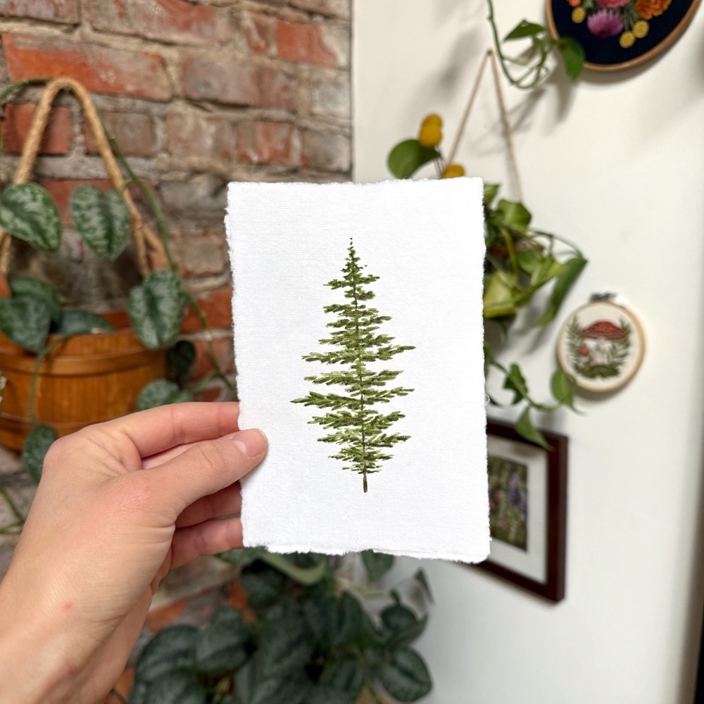 Pine Tree Watercolor Painting | 4x6